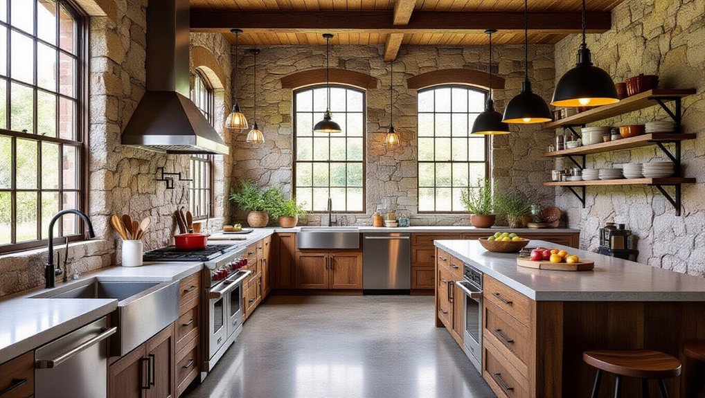 industrial kitchens with stone