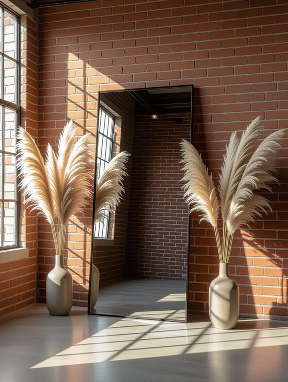 industrial mirror with pampas