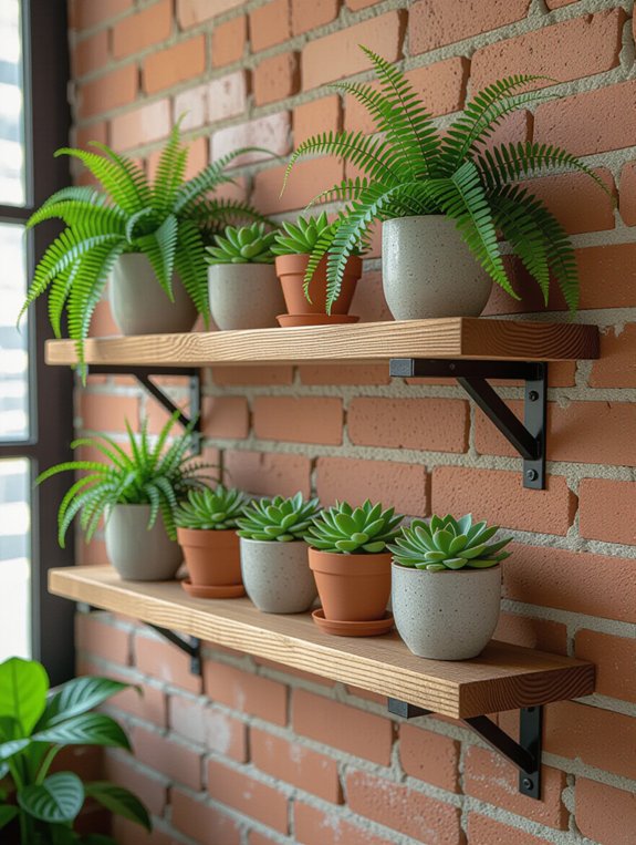 industrial shelves with greenery