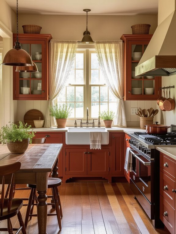 lace enhanced warm kitchen decor