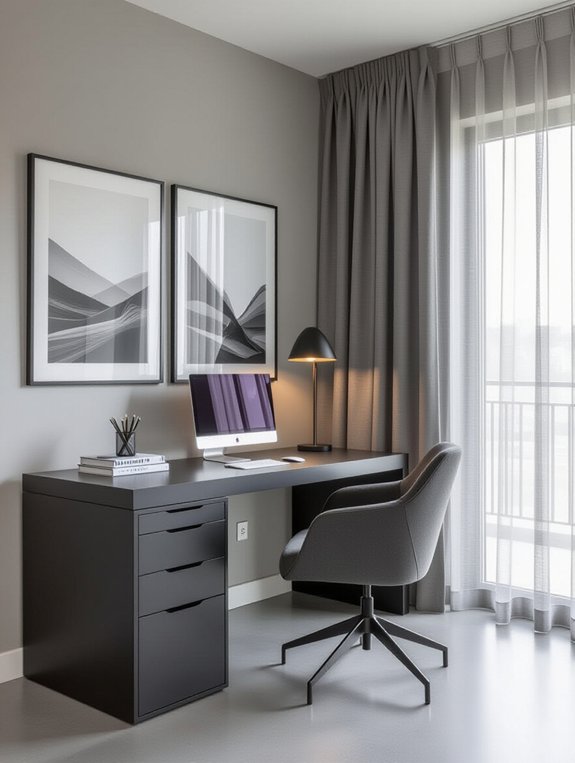 layered gray home office