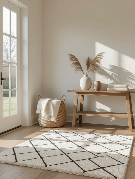 layered textures enhance entryway
