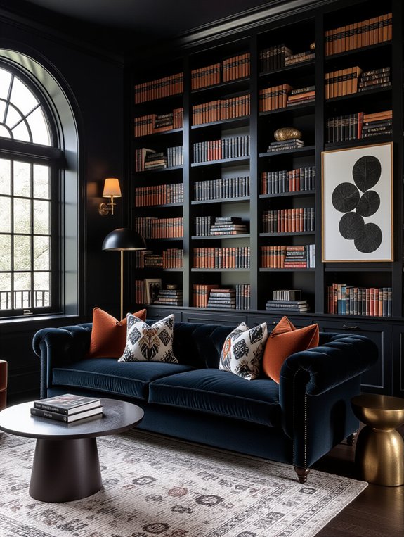luxurious dark living room