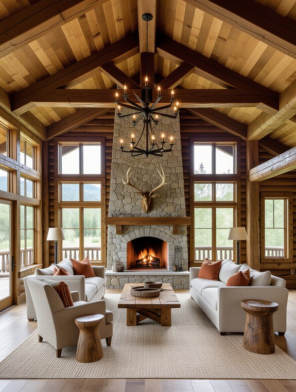 luxurious lodge with trusses