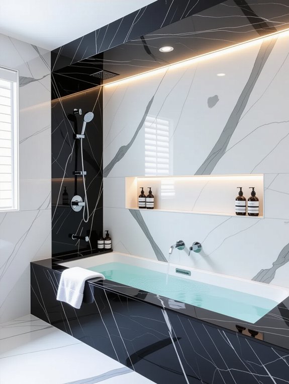 luxurious marble shower niches