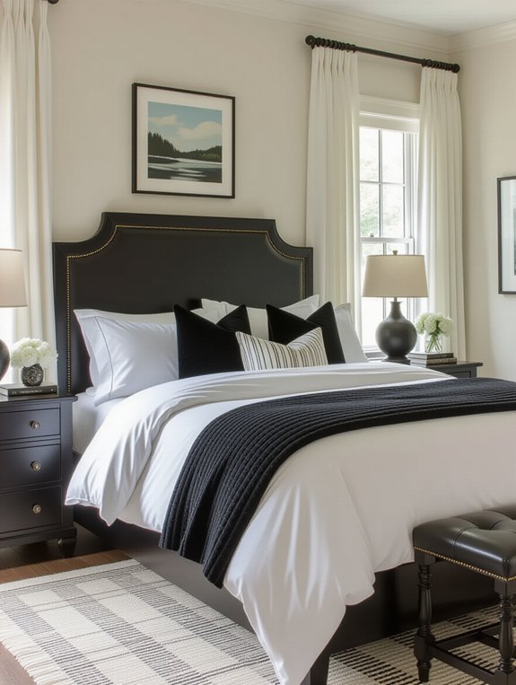 luxurious striped bedding layers