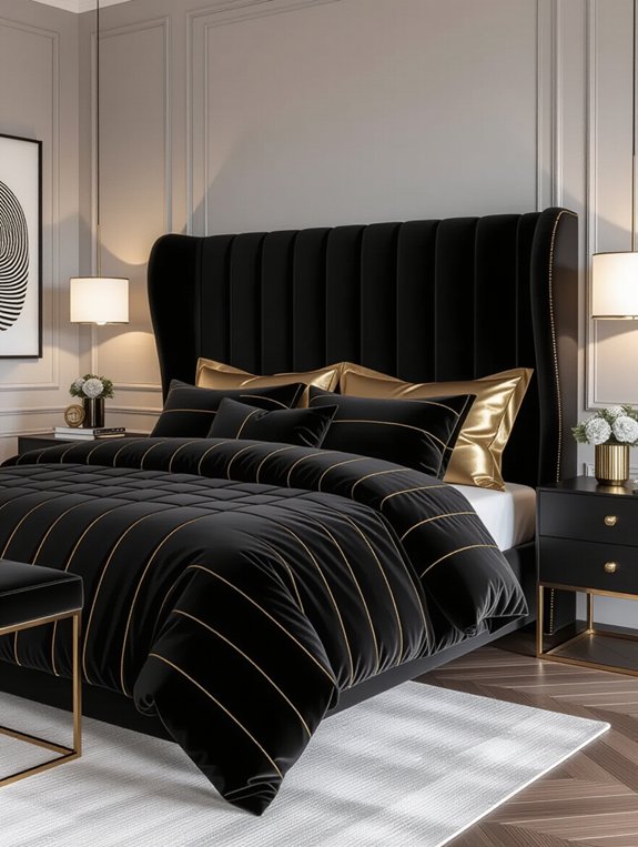 luxurious velvet black headboard