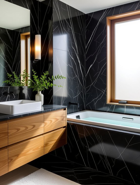 marble and wood elegance