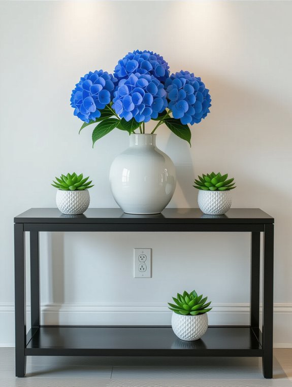 minimalist black table greenery