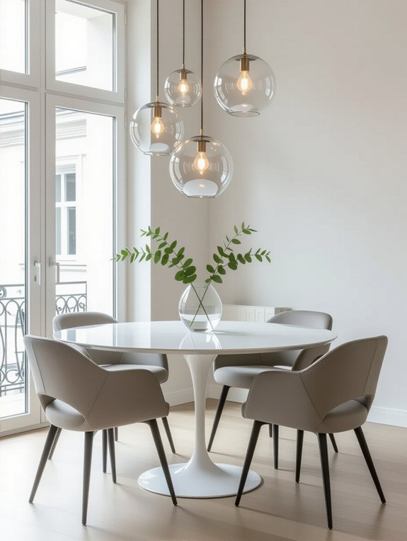 minimalist dining with lighting