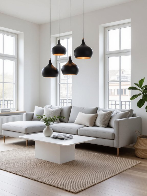 minimalist furniture enhances lighting