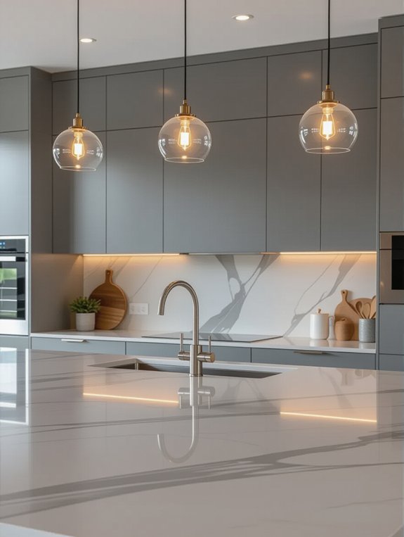 minimalist gray kitchen lighting