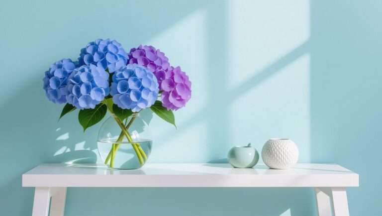 minimalist hydrangea console table