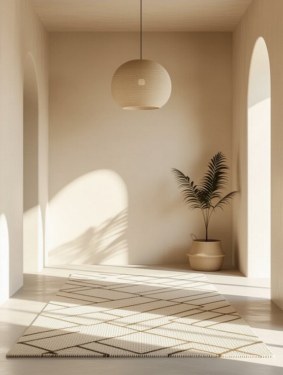 minimalist lighting enhances rugs