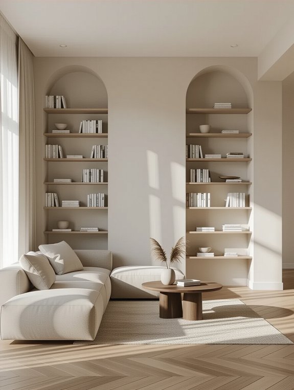 minimalist open shelving design
