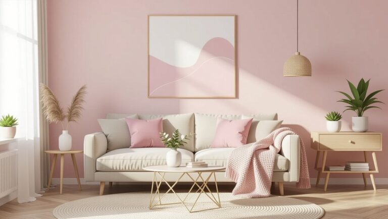 minimalist pink living room