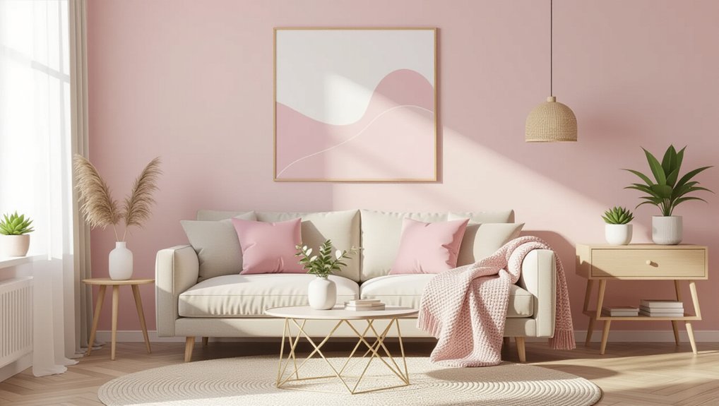 minimalist pink living room