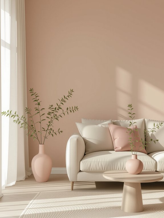 minimalist pink vases greenery