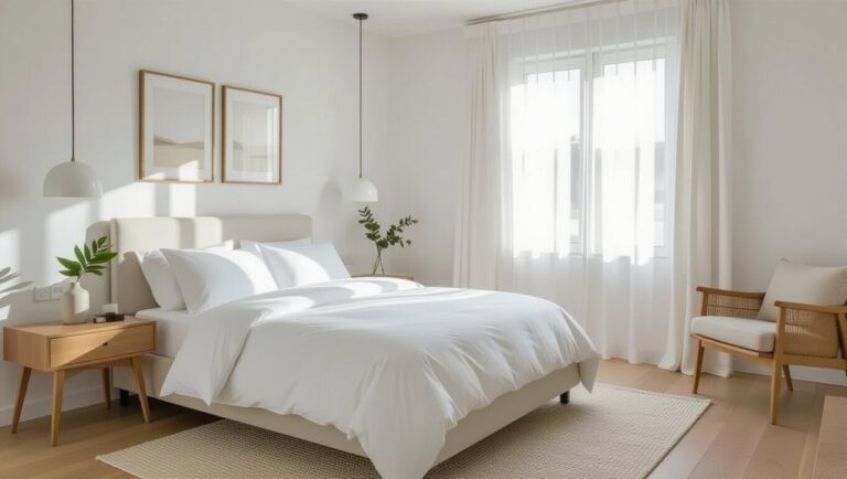minimalist white bedroom interiors