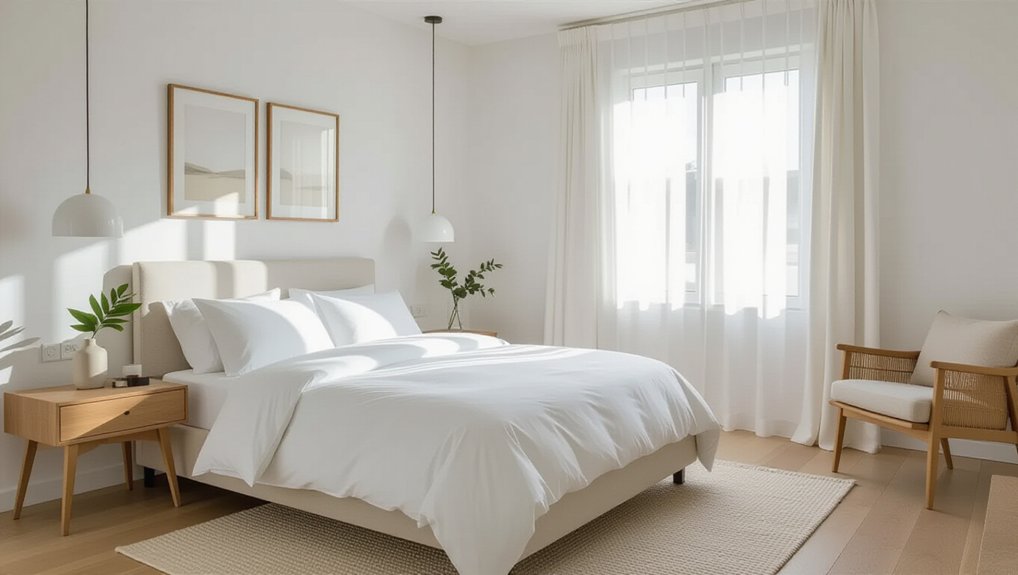 minimalist white bedroom interiors