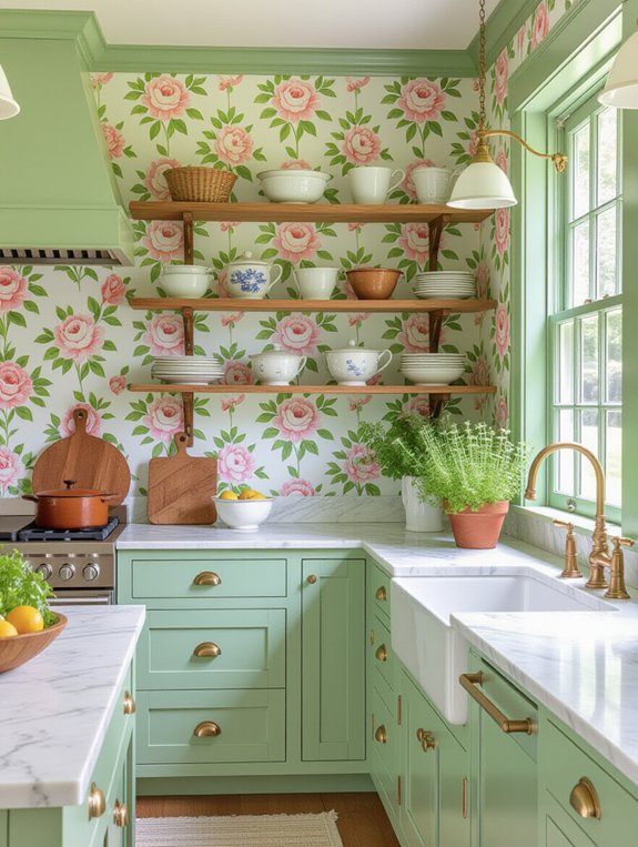 mint green kitchen cabinets