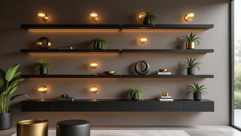 modern black shelves decor