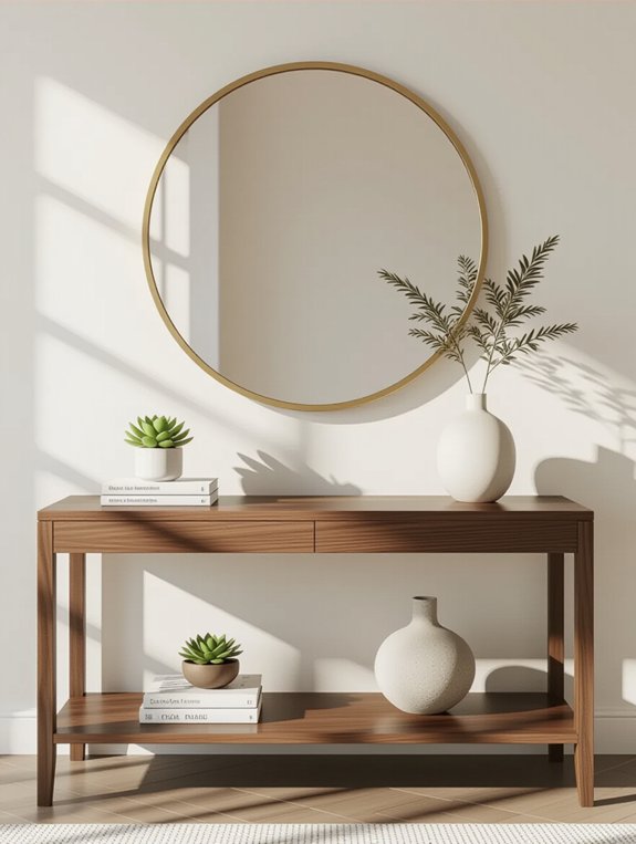 modern console table mirror