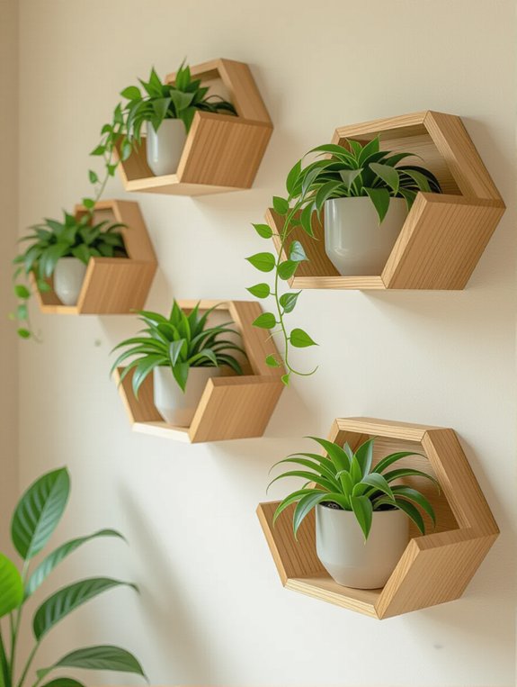 modern hexagonal shelving decor