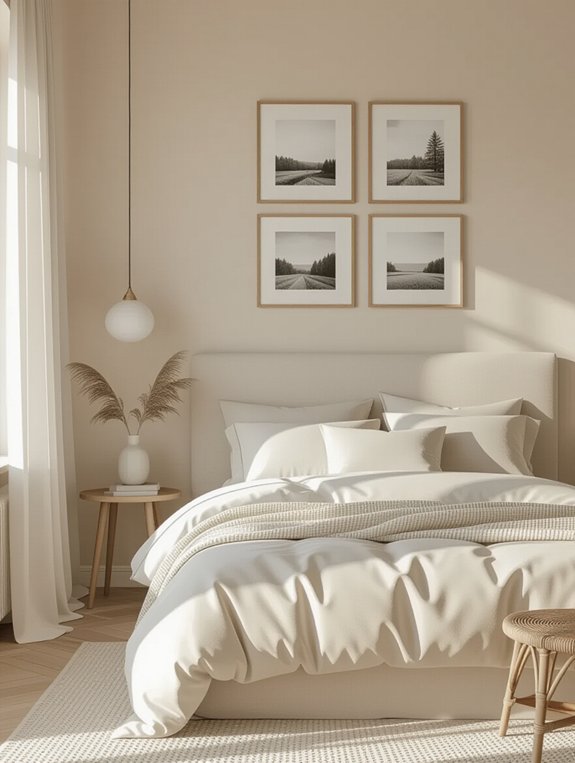 monochromatic beige bedroom design