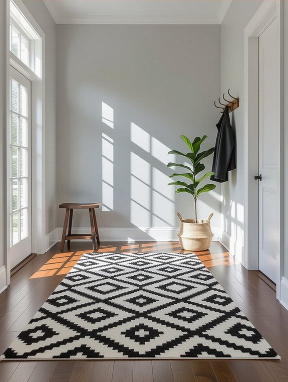 monochromatic bold pattern entryway