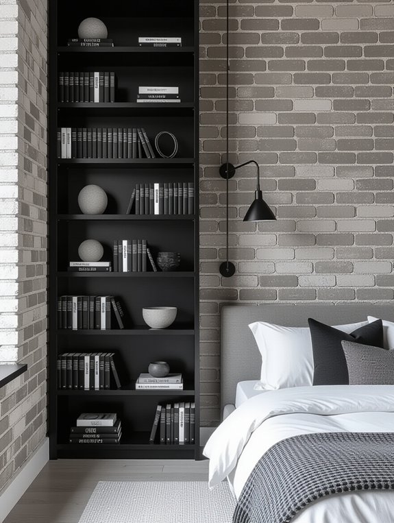 monochrome brick wall decor