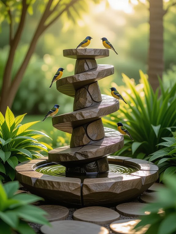 natural stone bird bath