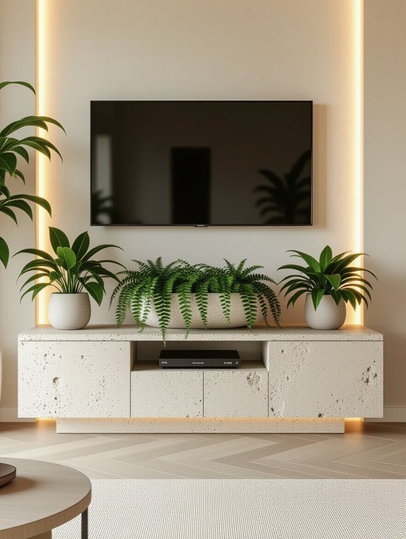natural stone media console