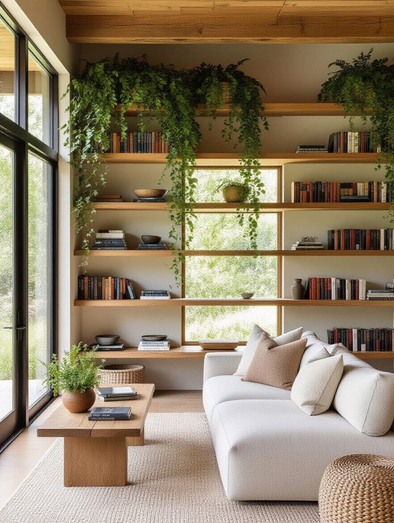 nature inspired built in shelves