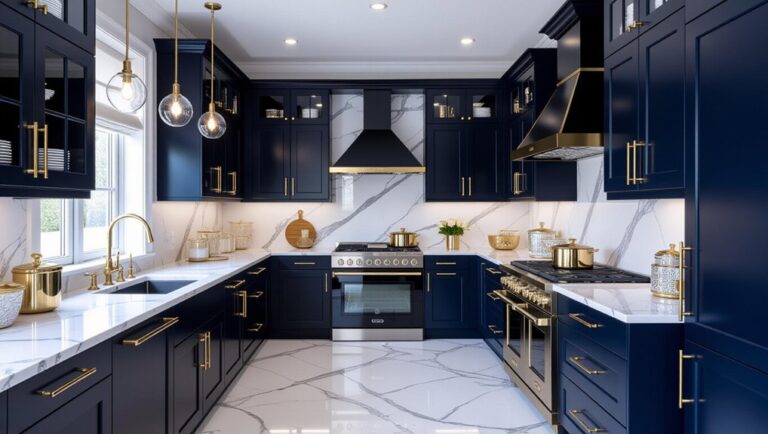 navy blue kitchen elegance