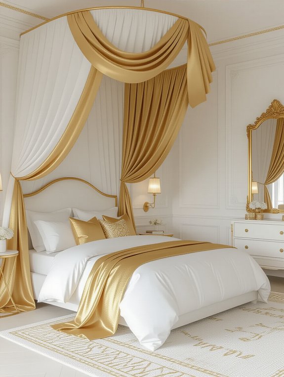 opulent white canopy bed