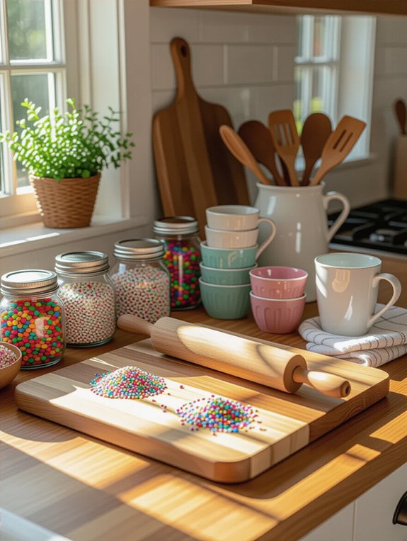 organized baking supplies station