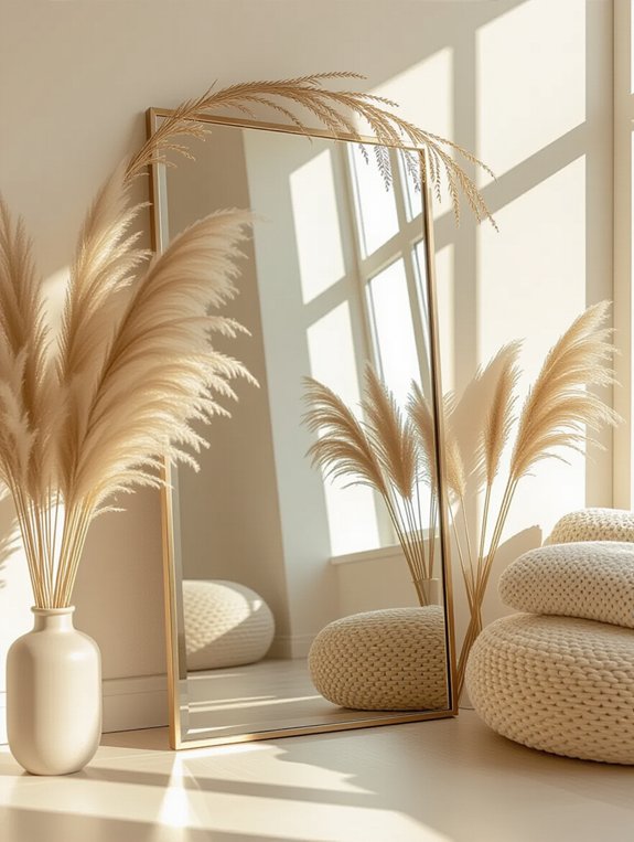 pampas grass mirror decor
