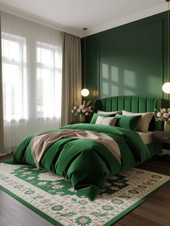 pastel accents with dark green