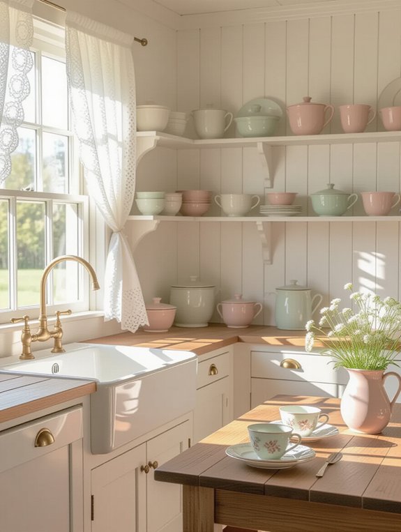 pastel kitchen with lace