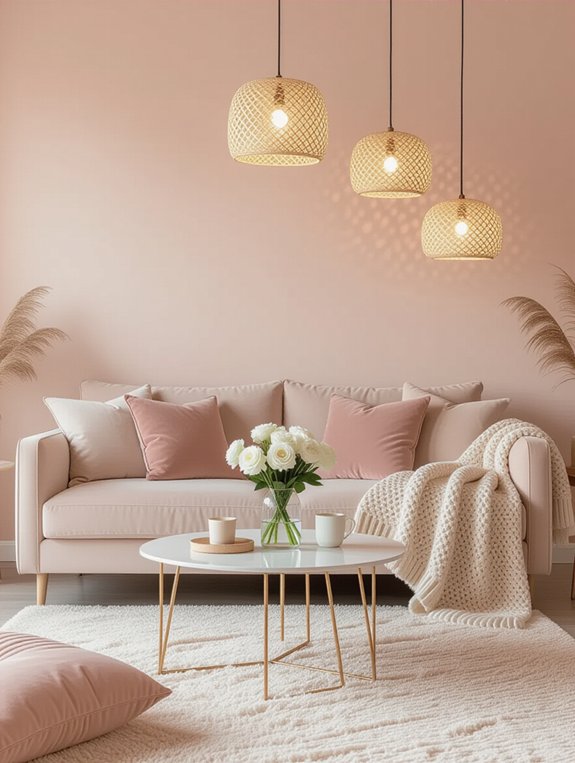 pastel pink warm lighting