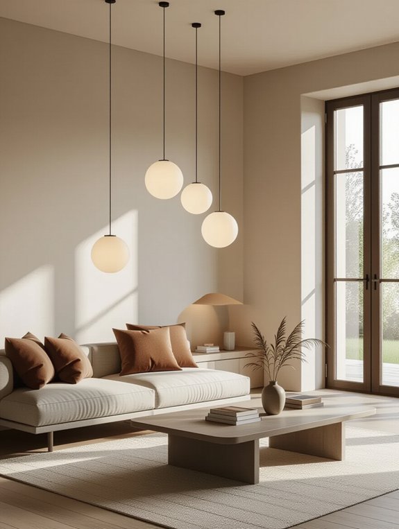pendant lighting defines zones