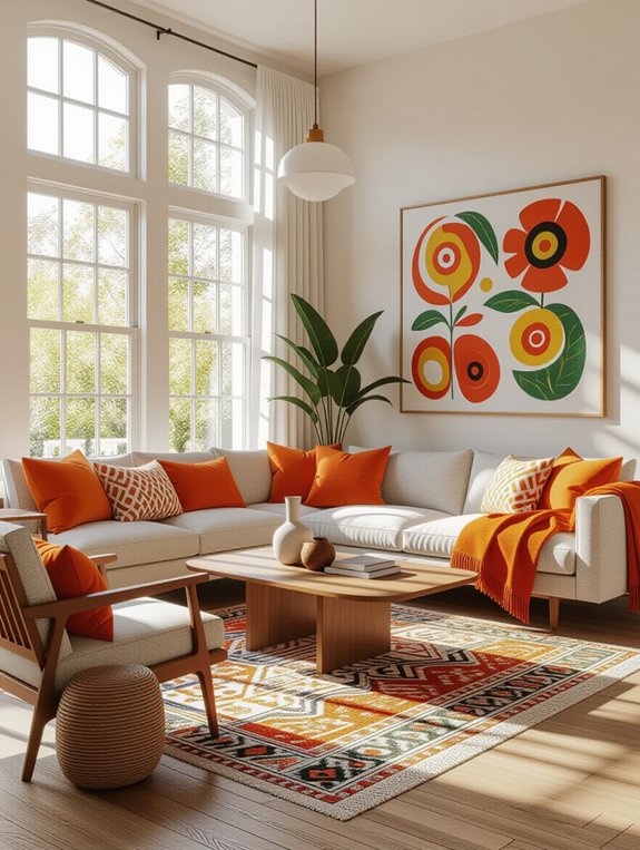 playful eclectic orange accents