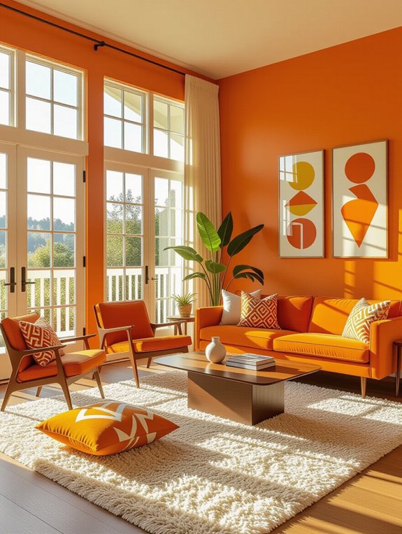 retro orange patterned space