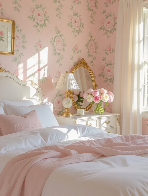 romantic floral pink wallpaper