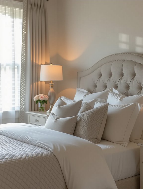 romantic gray upholstered bed