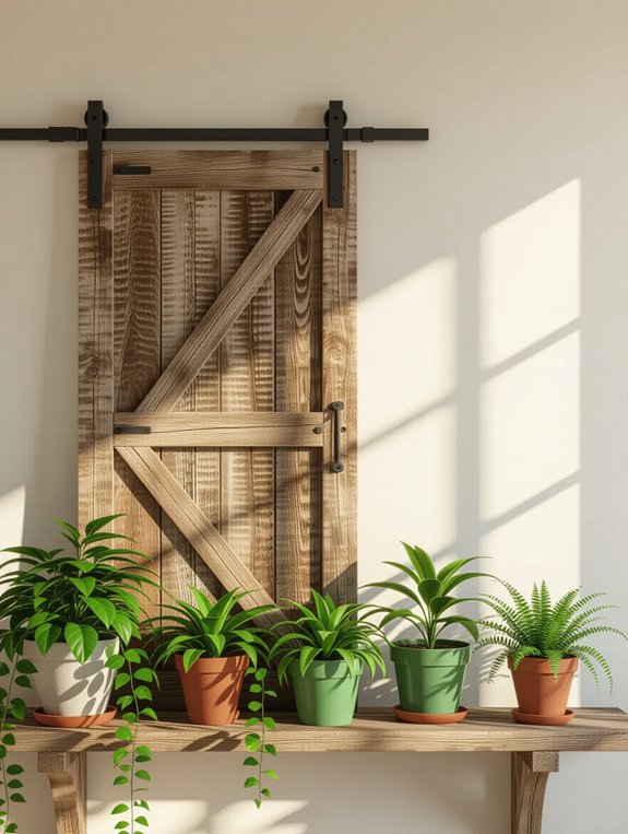 rustic barn door shelf