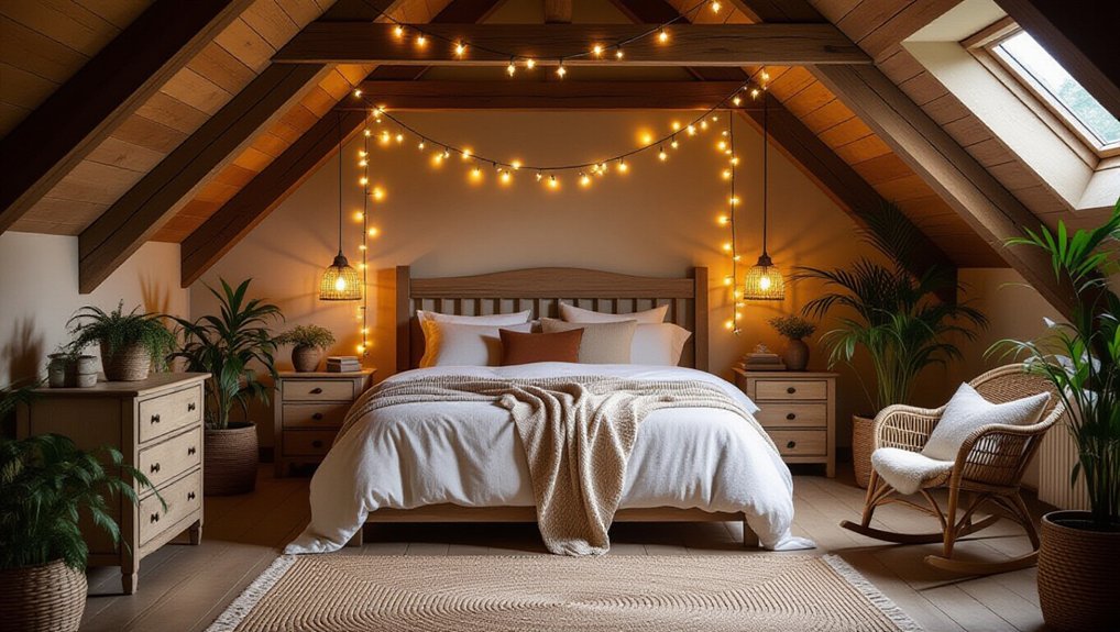 rustic bedroom fairy lights