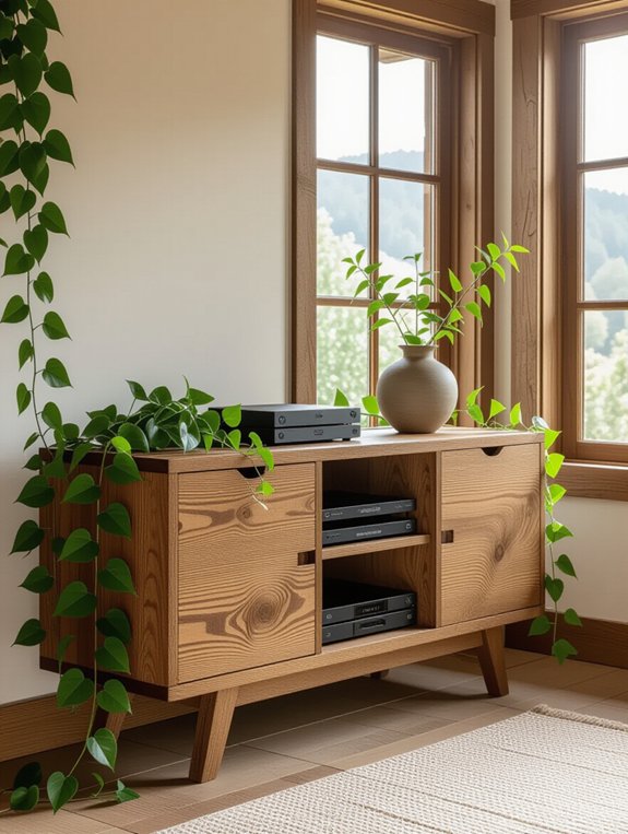 rustic console with ivy