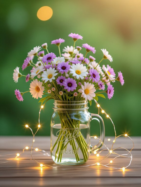 rustic jars with blooms